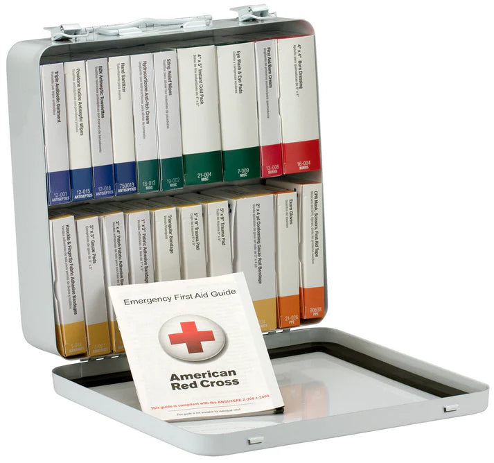 First Aid Only 50 Person 24 Unit First Aid Kit, Metal, Weatherproof, ANSI A+, Type III, ANSI 2015 Compliant