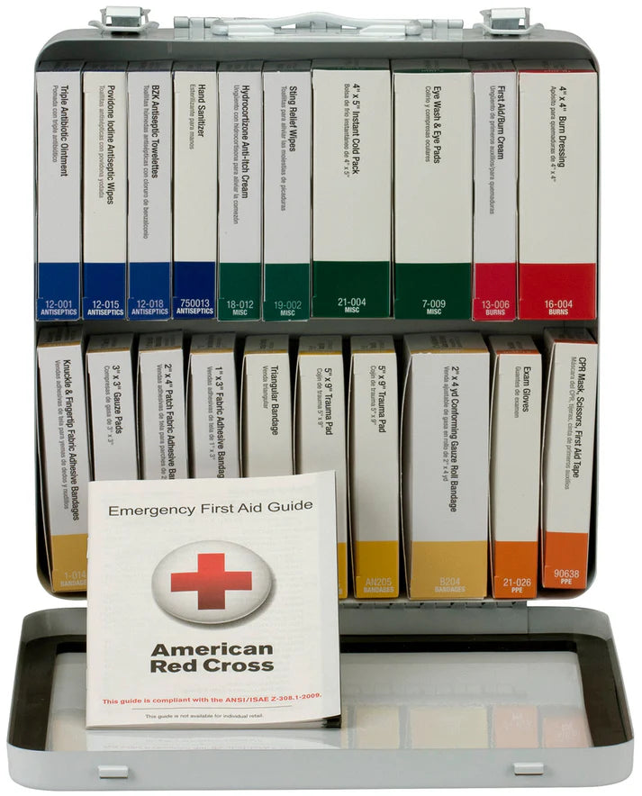 First Aid Only 50 Person 24 Unit First Aid Kit, Metal, Weatherproof, ANSI A+, Type III, ANSI 2015 Compliant