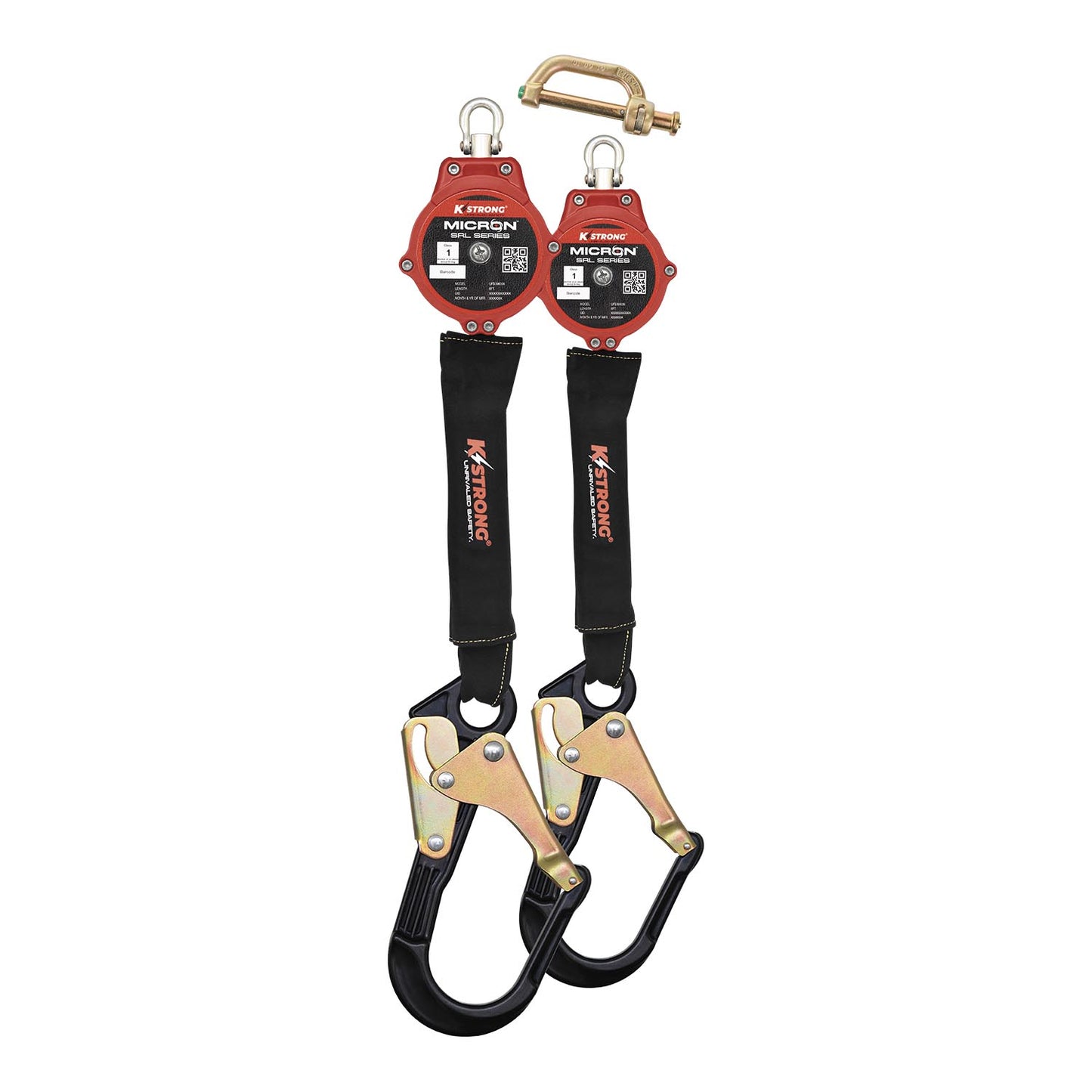 KStrong® Micron™ Dual 6 ft. Arc Flash Rated SRL with Aluminum Rebar Hooks (ANSI) – Dual dorsal connector included