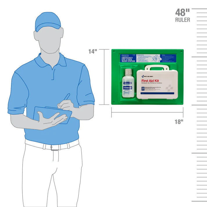 First Aid Only Single 16 oz. Eye Wash Station with 25 Person First Aid Kit
