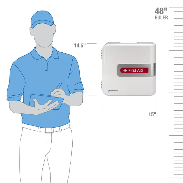 First Aid Only SmartCompliance Complete First Aid Plastic Cabinet, ANSI A+ with Meds