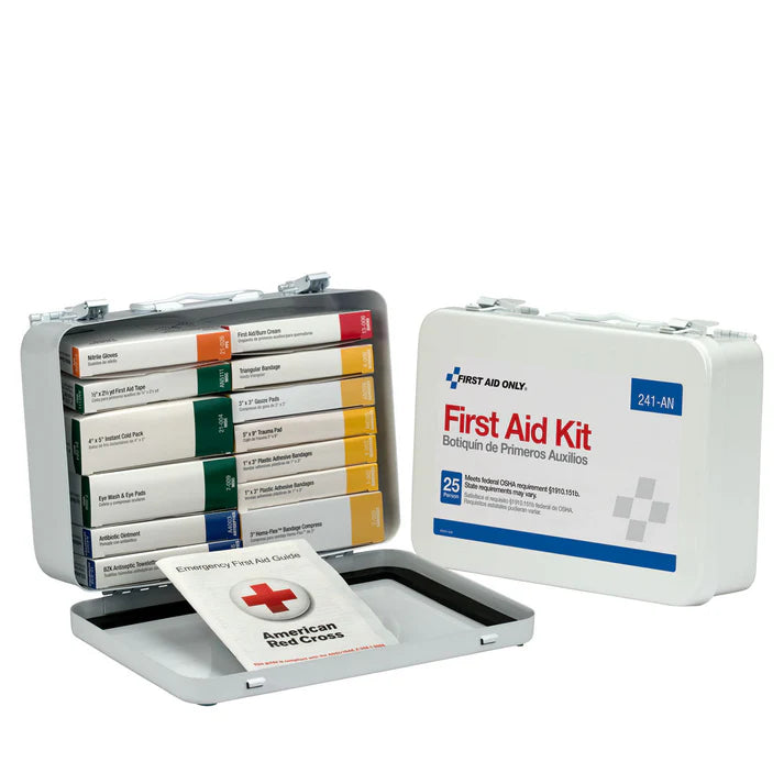 First Aid Only 25 Person 16 Unit First Aid Kit, Metal Case, OSHA Compliant