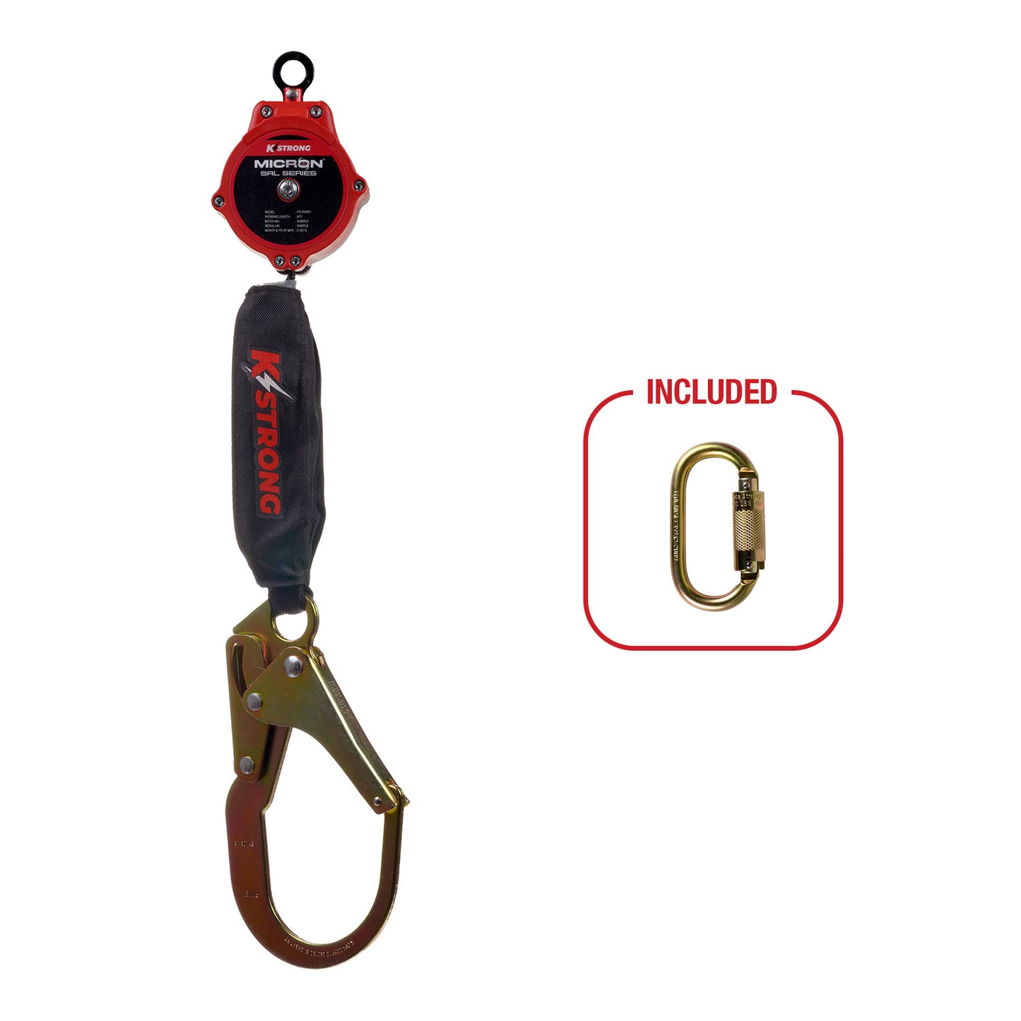 KStrong® 6 ft. Micron™ SRL with Rebar Hook (ANSI) – Harness Connector Included