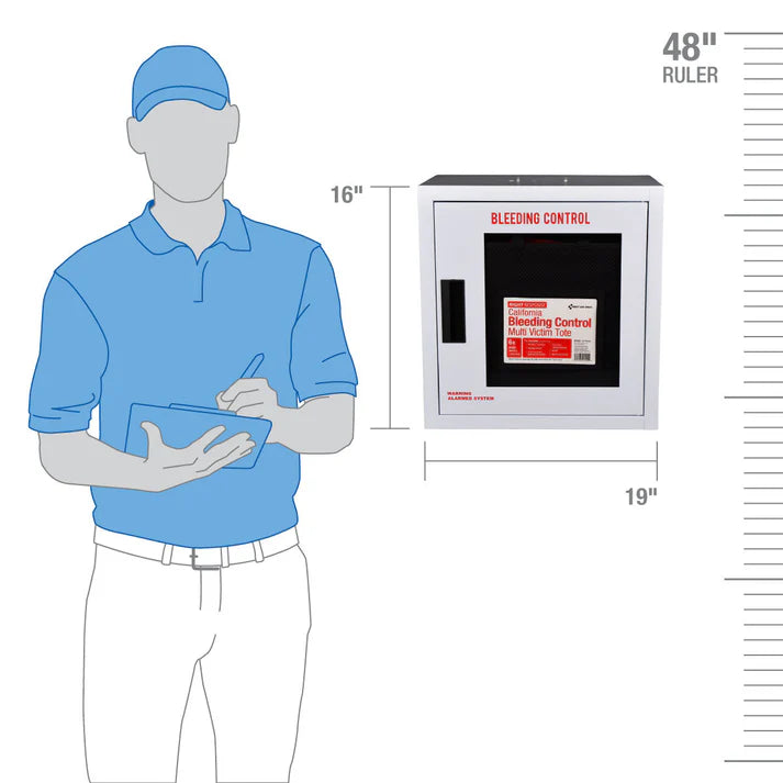 First Aid Only Bleeding Control Cabinet with Multiple Victim Tote for California Regulation AB2260, with Alarm