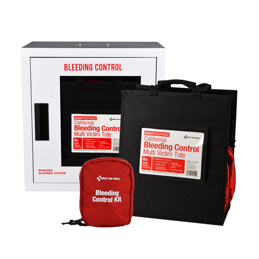 First Aid Only Bleeding Control Cabinet with Multiple Victim Tote for California Regulation AB2260, with Alarm