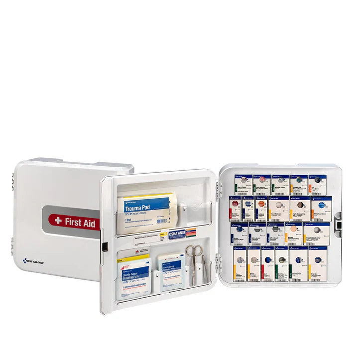 First Aid Only SmartCompliance Complete First Aid Plastic Cabinet, ANSI A+ with Meds